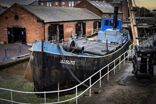 Image of Clyde puffer boat Basuto before restoration.