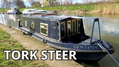 A narrowboat moored at Torksey visitor moorings.