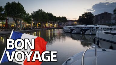 Evening view of a peaceful canal basin.